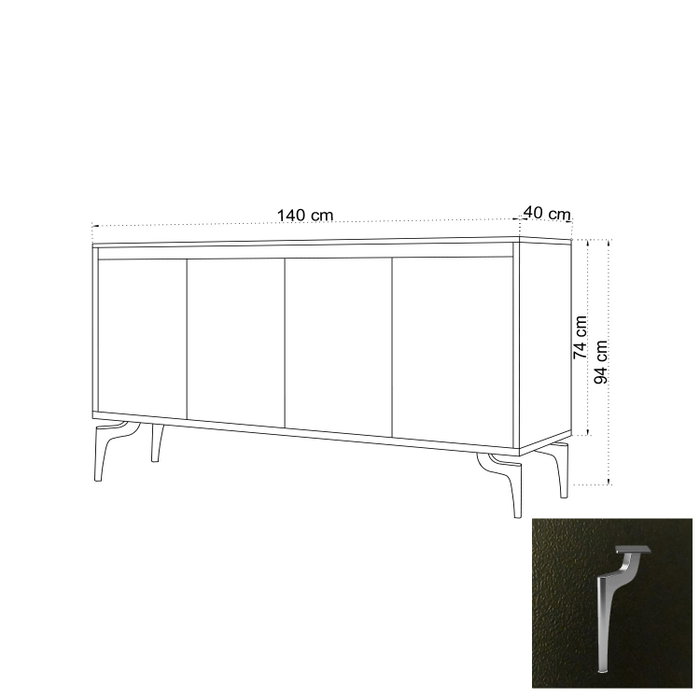 Hanah Home Consola Blanco y Negro 140cm x 94cm x 40cm Diseño Elegante con Estantes